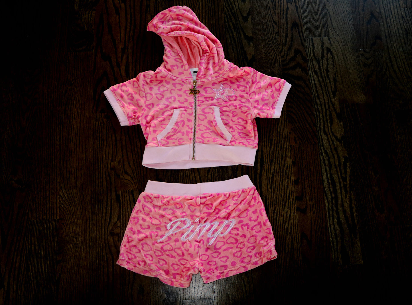 Pimp Me Pink Leopard Velour Set – Stretchy Soft Loungewear with Signature Gold Zipper